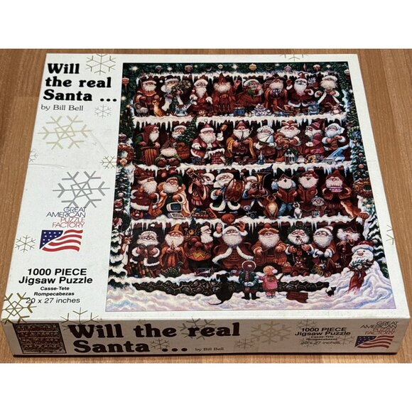 1993 Will The Real Santa Please 1000 Piece Puzzle Great American Puzzle Factory - Picture 4 of 8